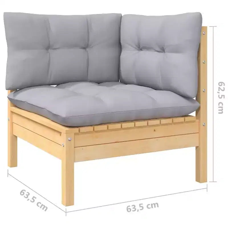vidaXL Ensemble de jardin lounge bois naturel, gris