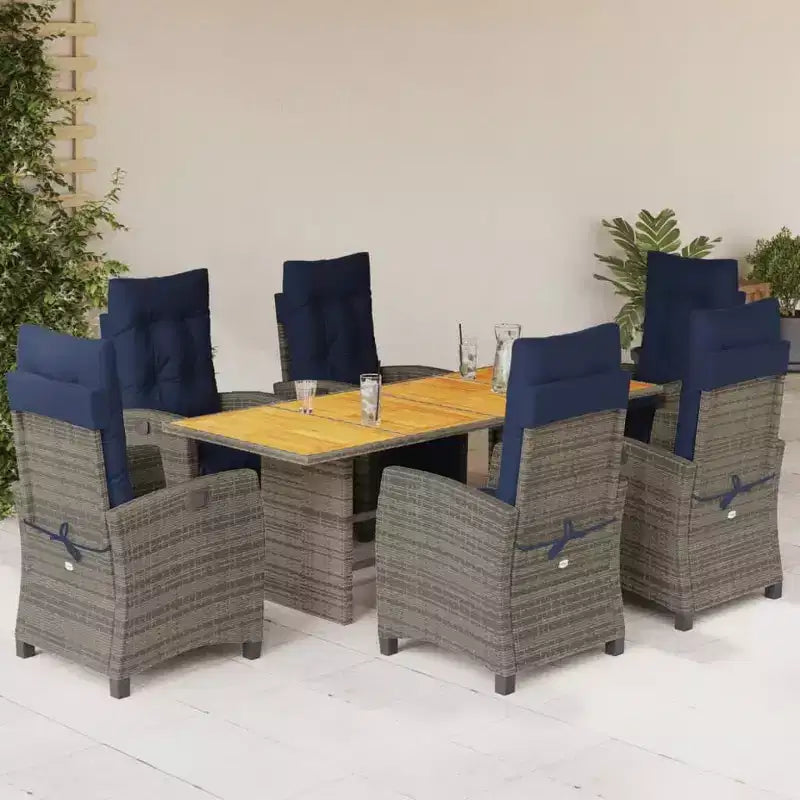 vidaXL Ensemble de salle à manger d'extérieur 7 pcs avec coussins résine tressée gris