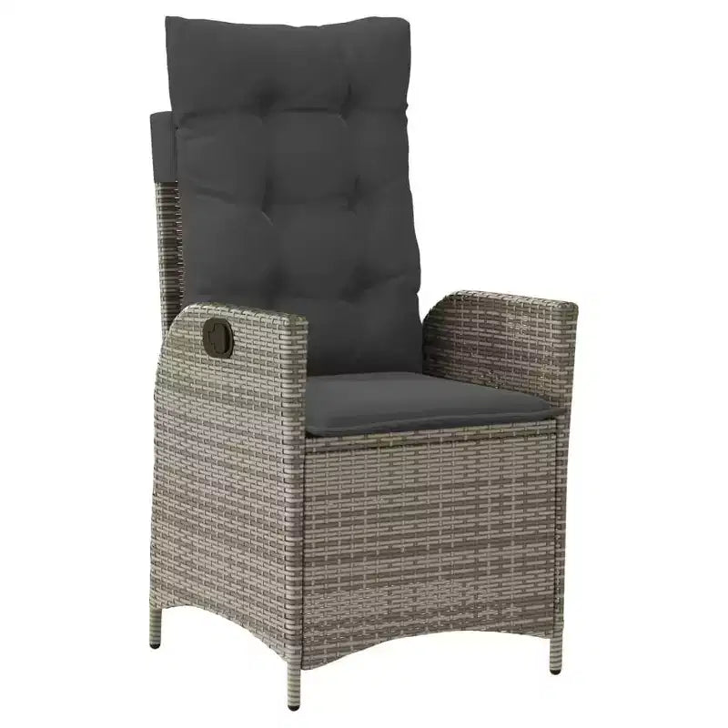 vidaXL Salon de jardin 9 pièces - Sièges rembourrés/Rotin PE et table en bois d'acacia/Chaises inclinables réglables/Gris/Mobilier d'extérieur de jardin