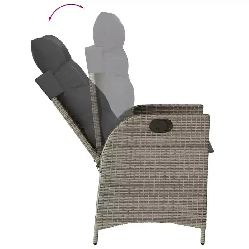 vidaXL Salon de jardin 9 pièces - Sièges rembourrés/Rotin PE et table en bois d'acacia/Chaises inclinables réglables/Gris/Mobilier d'extérieur de jardin