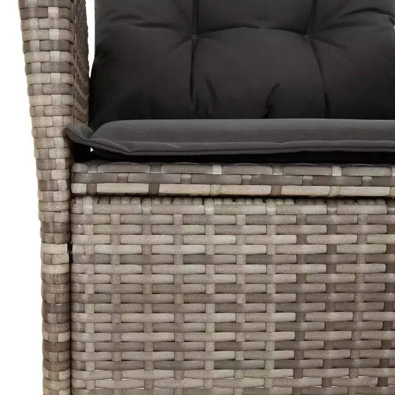 vidaXL Salon de jardin 9 pièces - Sièges rembourrés/Rotin PE et table en bois d'acacia/Chaises inclinables réglables/Gris/Mobilier d'extérieur de jardin