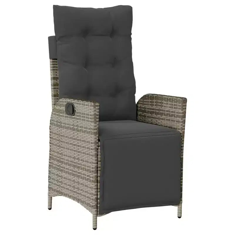 vidaXL Salon de jardin 9 pièces - Sièges rembourrés/Rotin PE et table en bois d'acacia/Chaises inclinables réglables/Gris/Mobilier d'extérieur de jardin