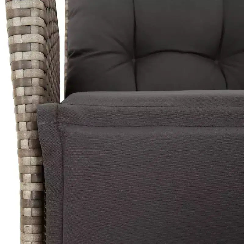 vidaXL Salon de jardin 9 pièces - Sièges rembourrés/Rotin PE et table en bois d'acacia/Chaises inclinables réglables/Gris/Mobilier d'extérieur de jardin