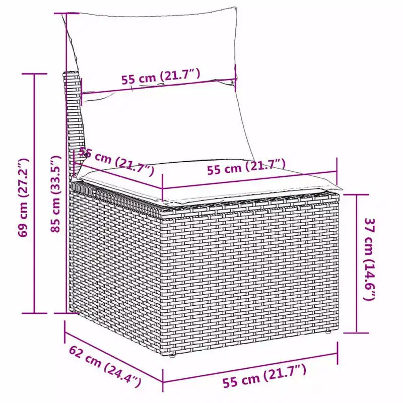 vidaXL Salon de jardin beige Rotin PE, acier, verre trempé, polyester