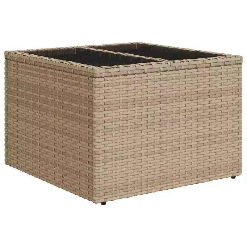 vidaXL Salon de jardin beige Rotin PE, acier, verre trempé, polyester
