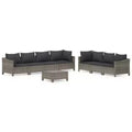 vidaXL 8 Piece Patio Lounge Set with Cushions Gray Poly Rattan