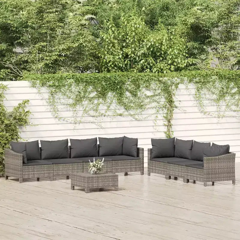 vidaXL Salon de jardin 8 pièces avec coussins en résine tressée gris