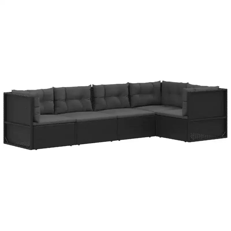 vidaXL Salon de jardin noir en rotin PE, acier poudré, polyester