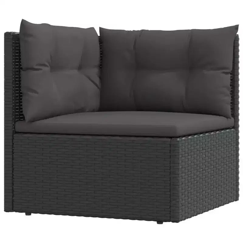 vidaXL Salon de jardin noir en rotin PE, acier poudré, polyester