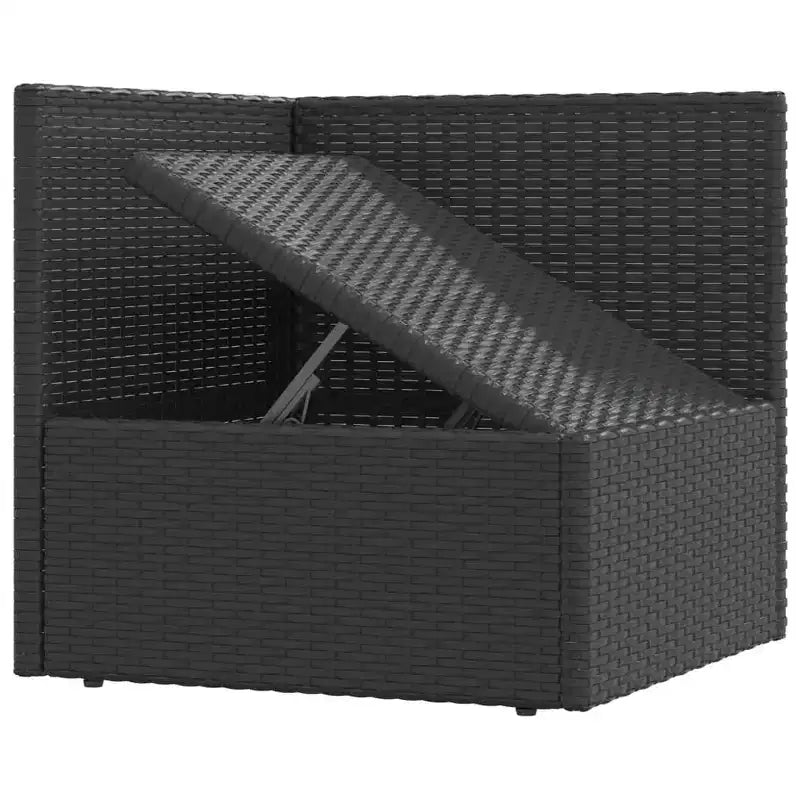 vidaXL Salon de jardin noir en rotin PE, acier poudré, polyester