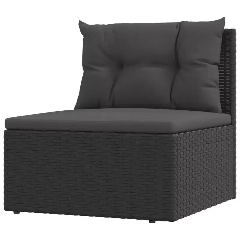 vidaXL Salon de jardin noir en rotin PE, acier poudré, polyester
