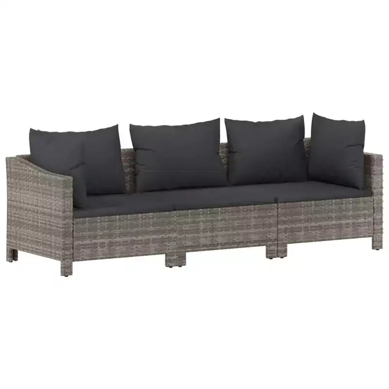 vidaXL Salon de jardin 3 pièces avec coussins en résine tressée gris