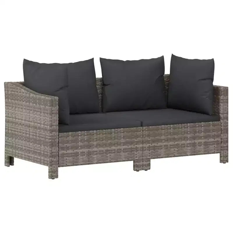 vidaXL Salon de jardin 3 pièces avec coussins en résine tressée gris