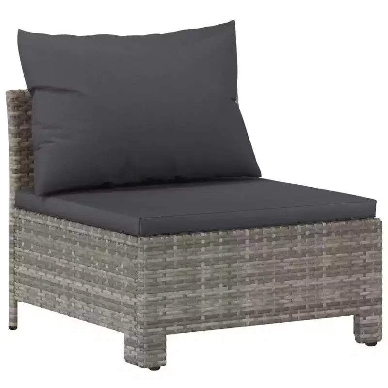 vidaXL Salon de jardin 3 pièces avec coussins en résine tressée gris