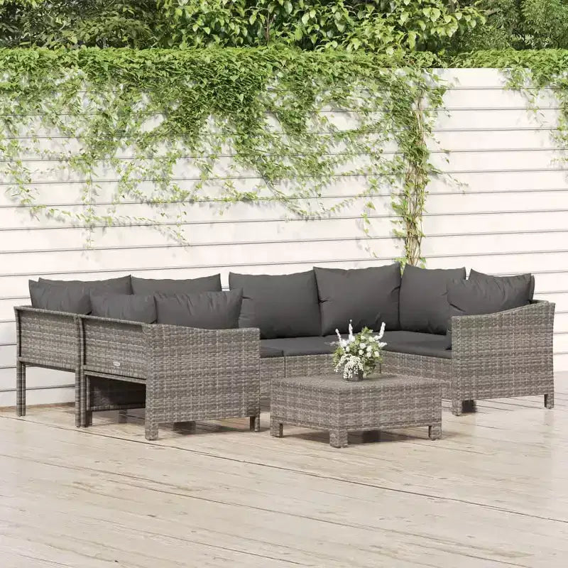 vidaXL Ensemble de Mobilier de Jardin Fauteuil d'extérieur avec Coussins Rotin Synthétique Gris