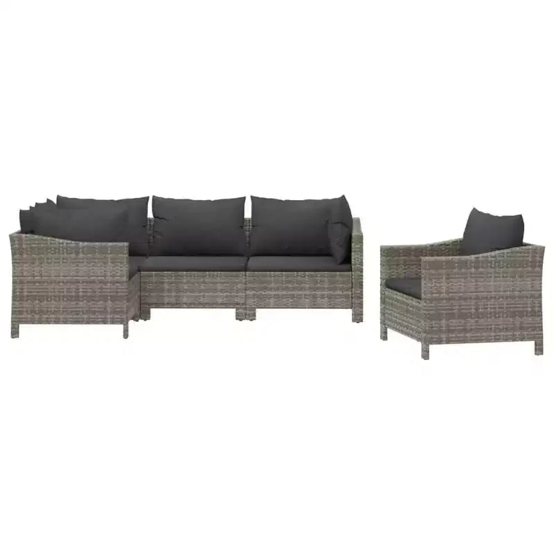 vidaXL Salon de jardin 5 pièces avec coussins en résine tressée grise