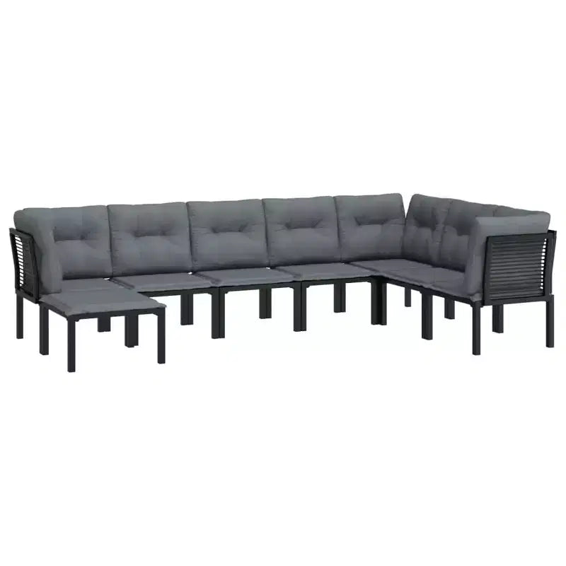 vidaXL Salon de jardin Canapé d'angle en poly rotin noir et gris