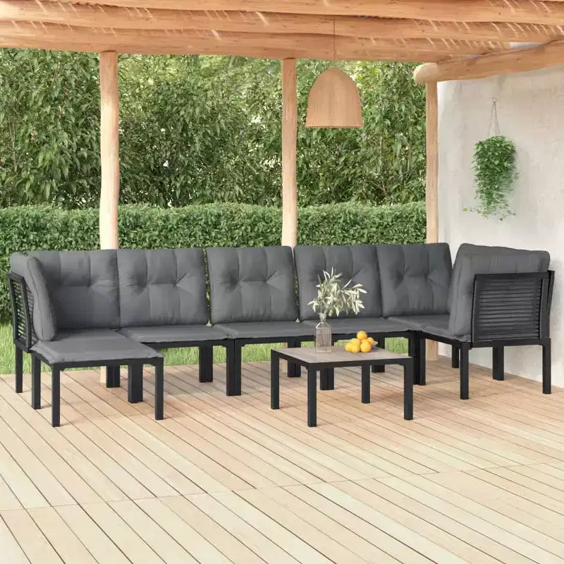 vidaXL Salon de jardin 8 pièces en résine tressée noir et gris