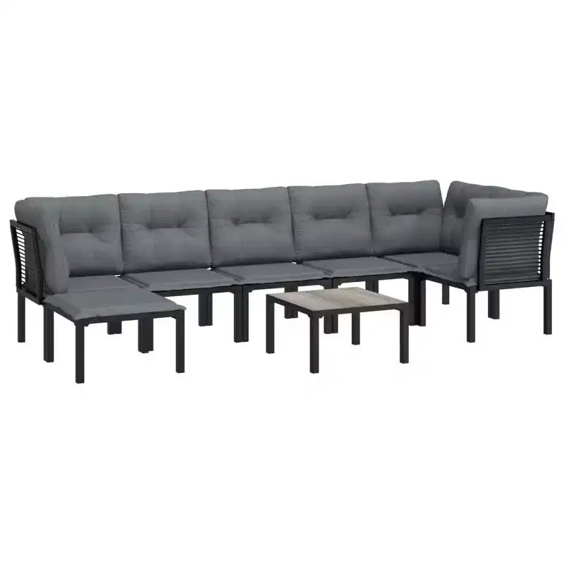 vidaXL Salon de jardin 8 pièces en résine tressée noir et gris