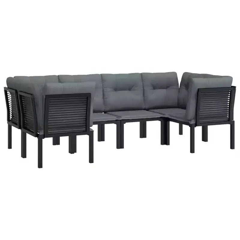 vidaXL Salon de jardin 6 pièces en résine tressée noir et gris