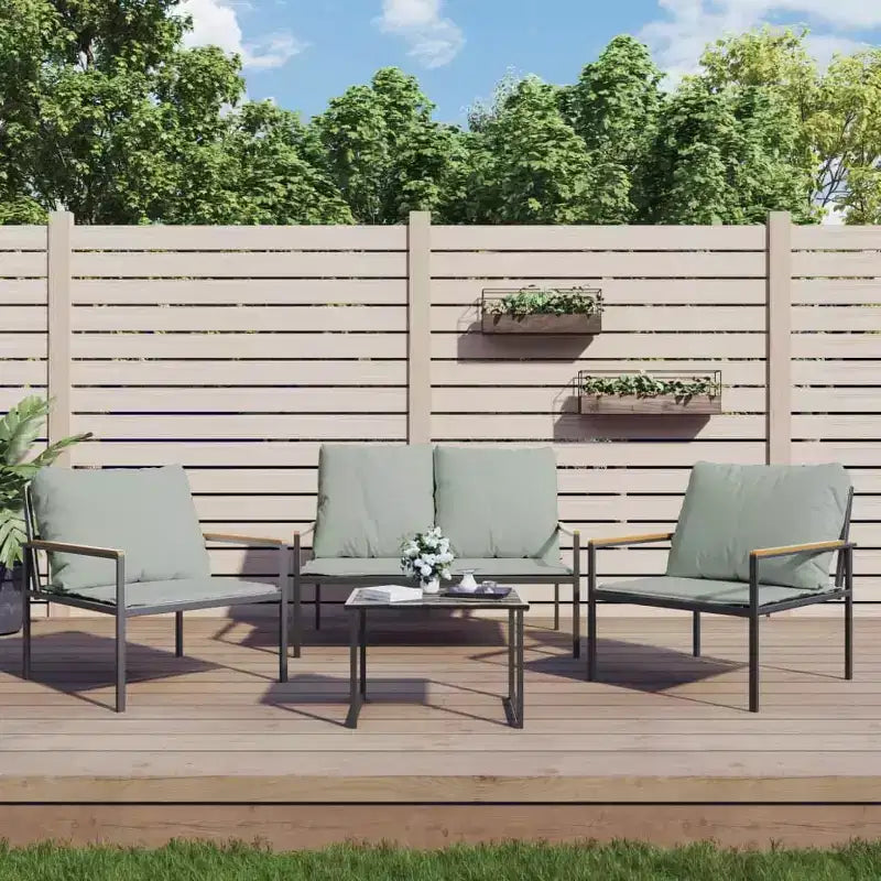 vidaXL Salon de jardin 4 pièces avec coussins en acier anthracite