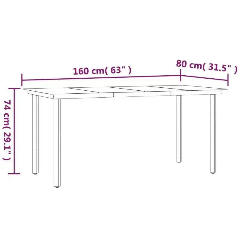 vidaXL Ensemble de jardin à manger noir résine tressée et acier empilable standard - Longueur de table 63 4 articles