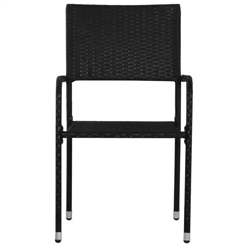 vidaXL Ensemble de jardin à manger noir résine tressée et acier empilable standard - Longueur de table 63 4 articles