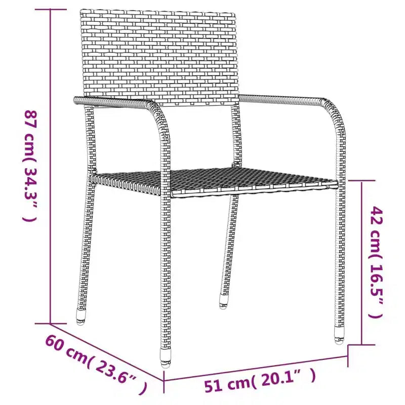 vidaXL Salon de jardin noir en résine tressée, acier et verre trempé - Longueur de table 80 cm, 4 pièces