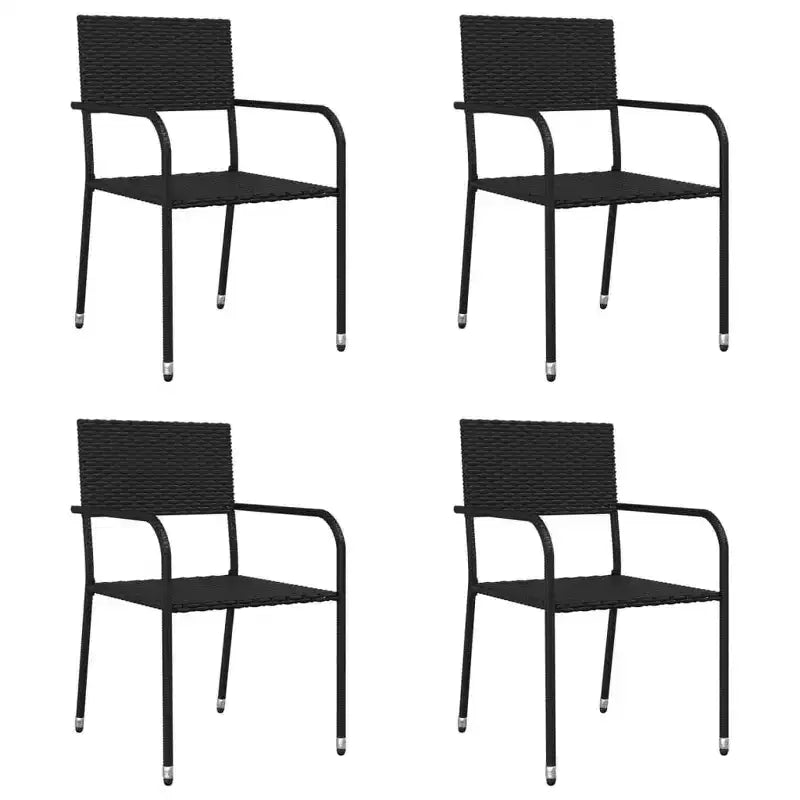 vidaXL Salon de jardin noir en résine tressée, acier et verre trempé - Longueur de table 80 cm, 4 pièces