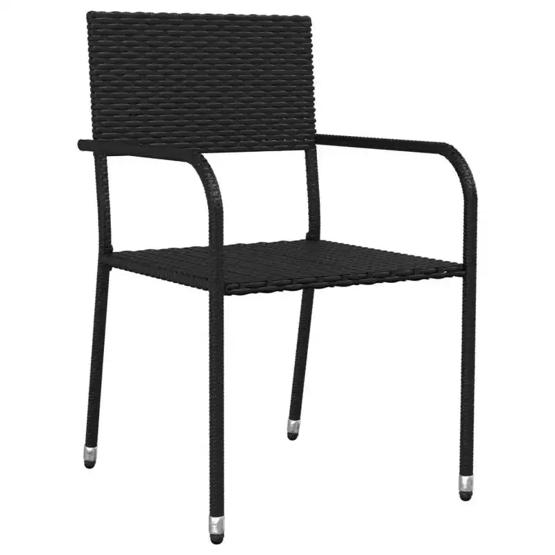 vidaXL Ensemble de jardin à dîner en rotin synthétique noir et acier, empilable, longueur de table 140 cm, 6 pièces