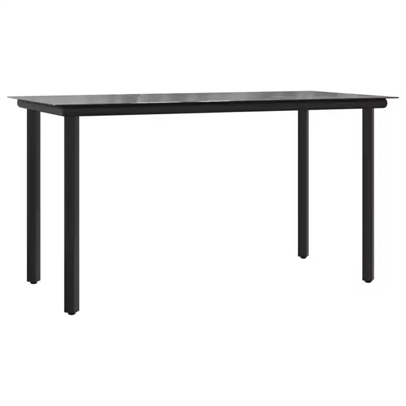 vidaXL Ensemble de jardin à dîner en rotin synthétique noir et acier, empilable, longueur de table 140 cm, 6 pièces