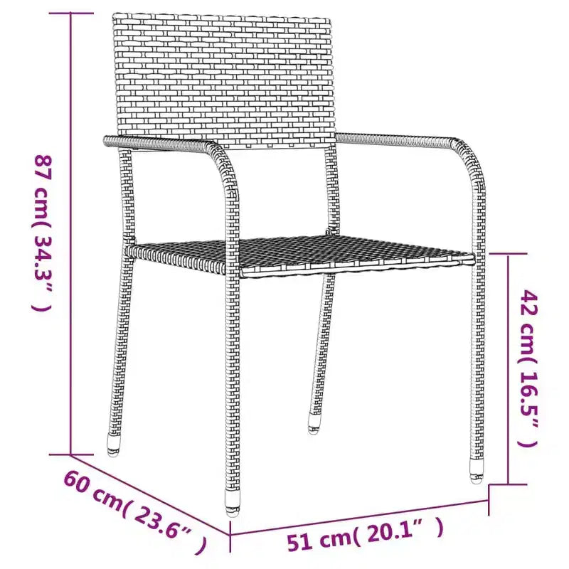 vidaXL Ensemble de salle à manger d'extérieur Table et chaises Gris et noir Poly rotin et acier - Longueur de table 63 (160 cm) 4 chaises