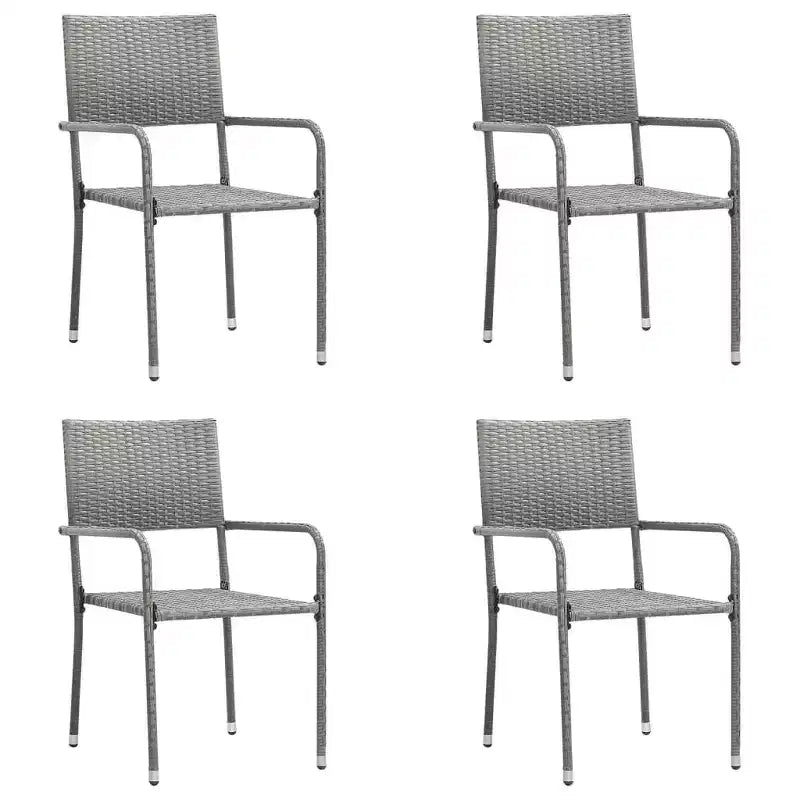 vidaXL Ensemble de salle à manger d'extérieur Table et chaises Gris et noir Poly rotin et acier - Longueur de table 63 (160 cm) 4 chaises