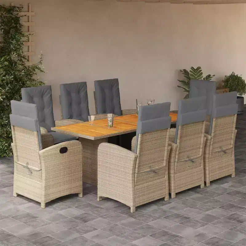 vidaXL Salon de jardin avec coussins en résine tressée