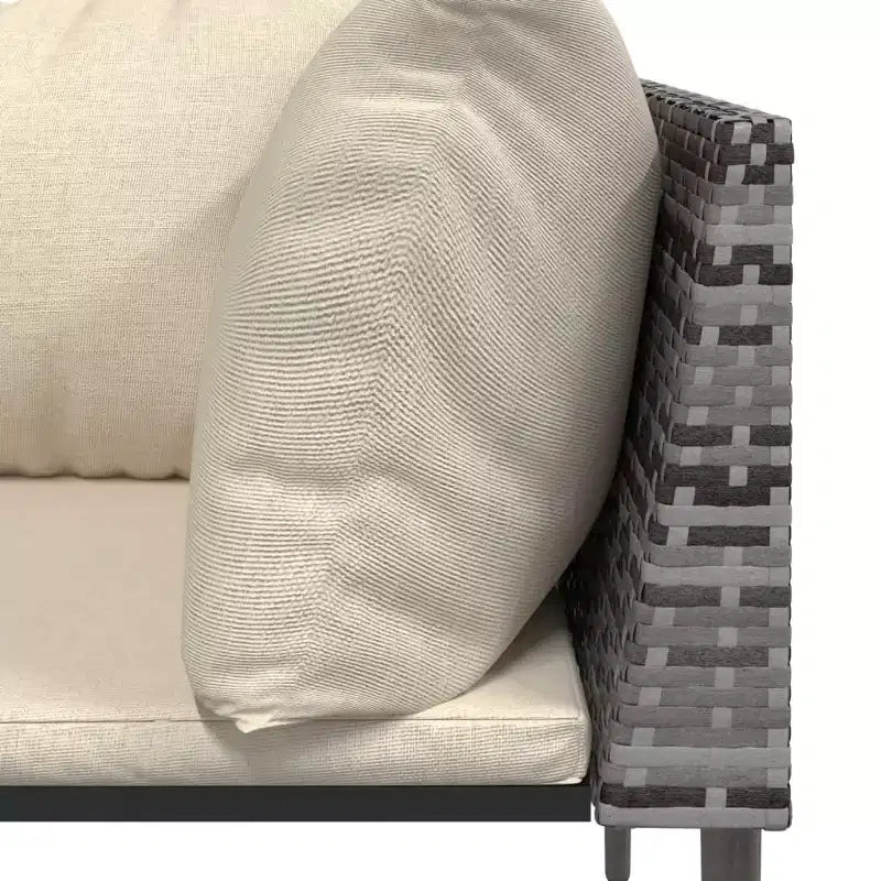 vidaXL Salon de jardin 7 pièces avec coussins résine tressée gris