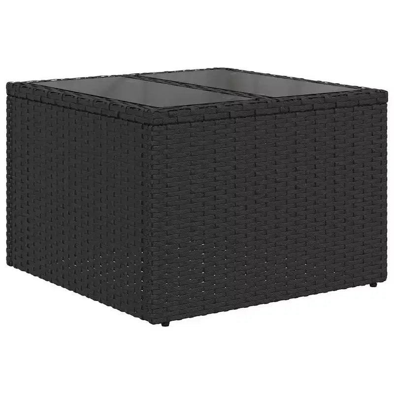 vidaXL Salon de jardin 7 pcs avec coussins, résine tressée noire et bleue