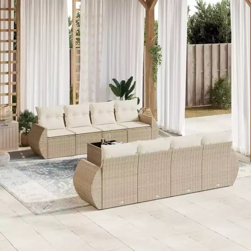 vidaXL Salon de jardin beige en résine tressée Grand salon de jardin modulable