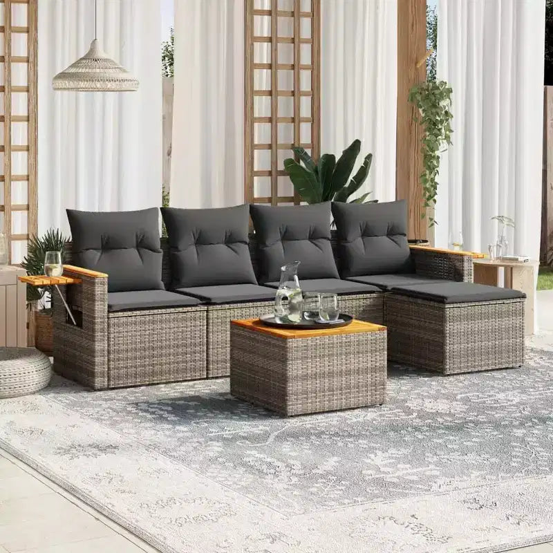 vidaXL Salon de jardin gris, gris foncé