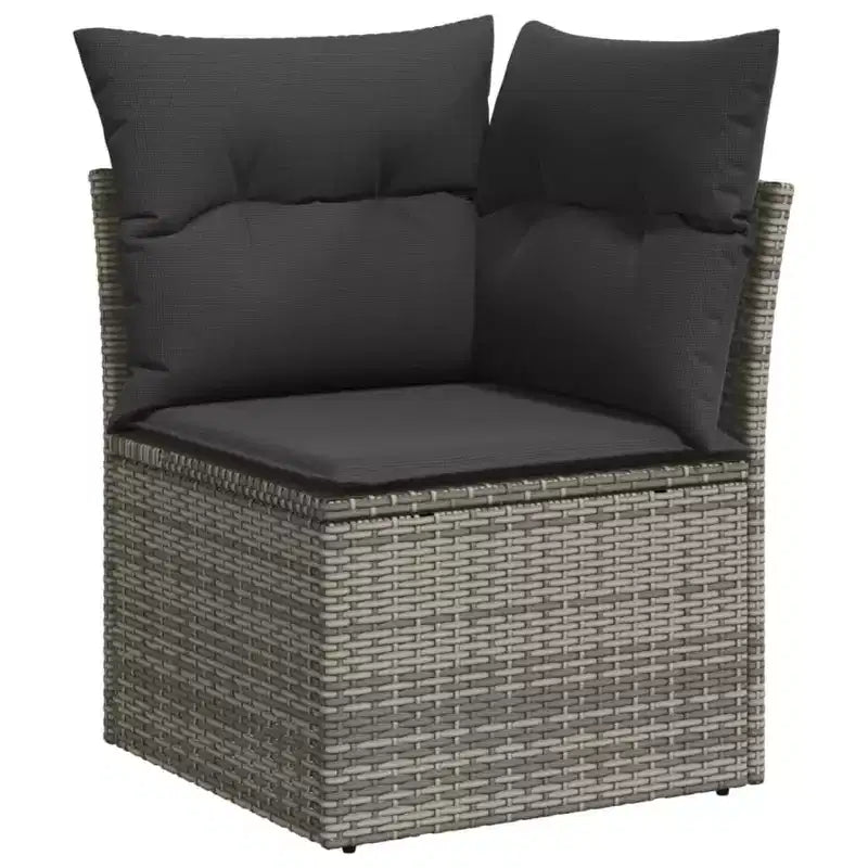 vidaXL Salon de jardin en résine tressée gris Pieds réglables