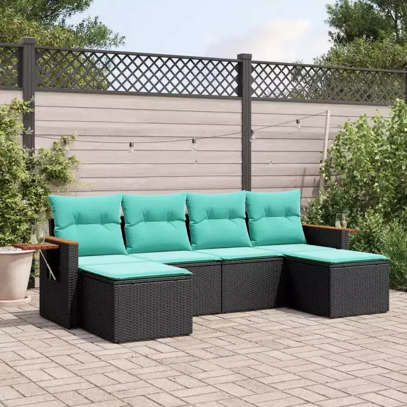 vidaXL Salon de jardin noir, bleu
