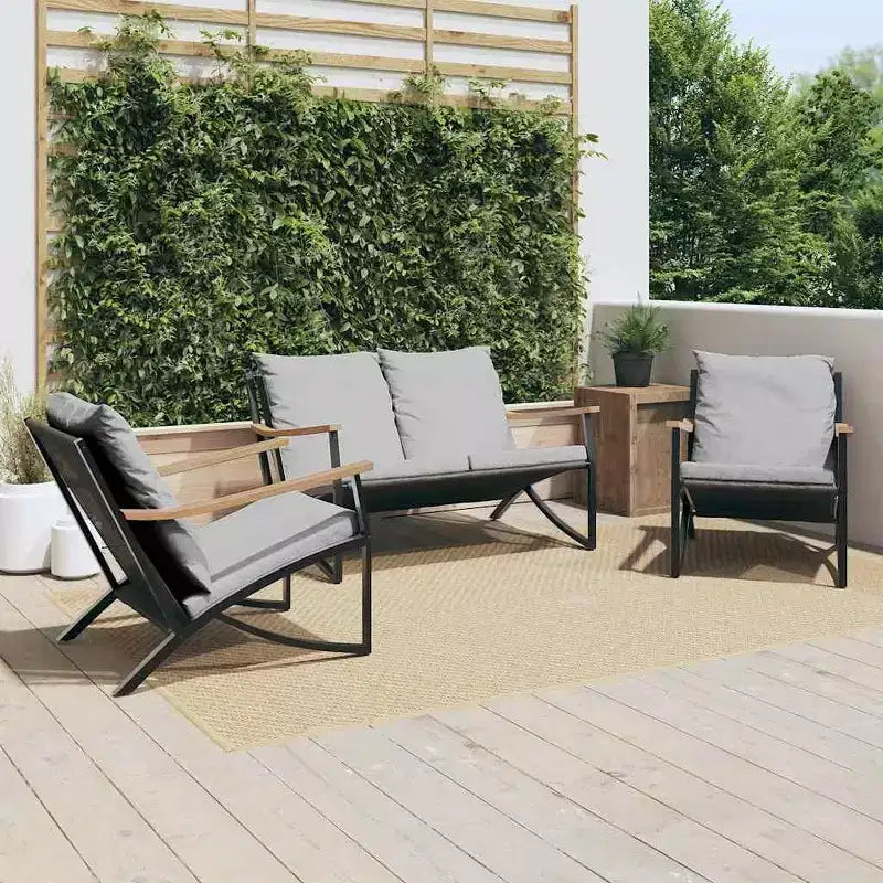 vidaXL Chaises de patio avec coussins, mobilier de jardin extérieur, acier noir