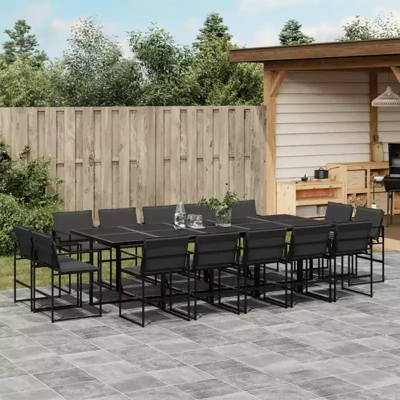 vidaXL Salon de jardin 15 pcs avec coussins textilène noir