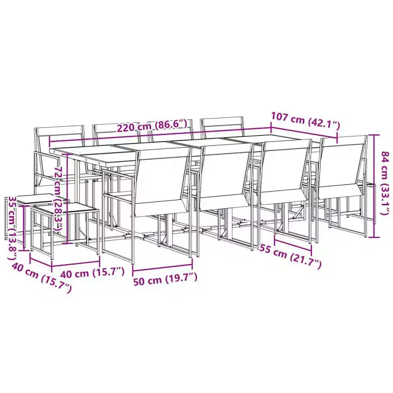 vidaXL Ensemble de salle à manger de jardin Table et chaises Meubles d'extérieur Tissu textilène Noir