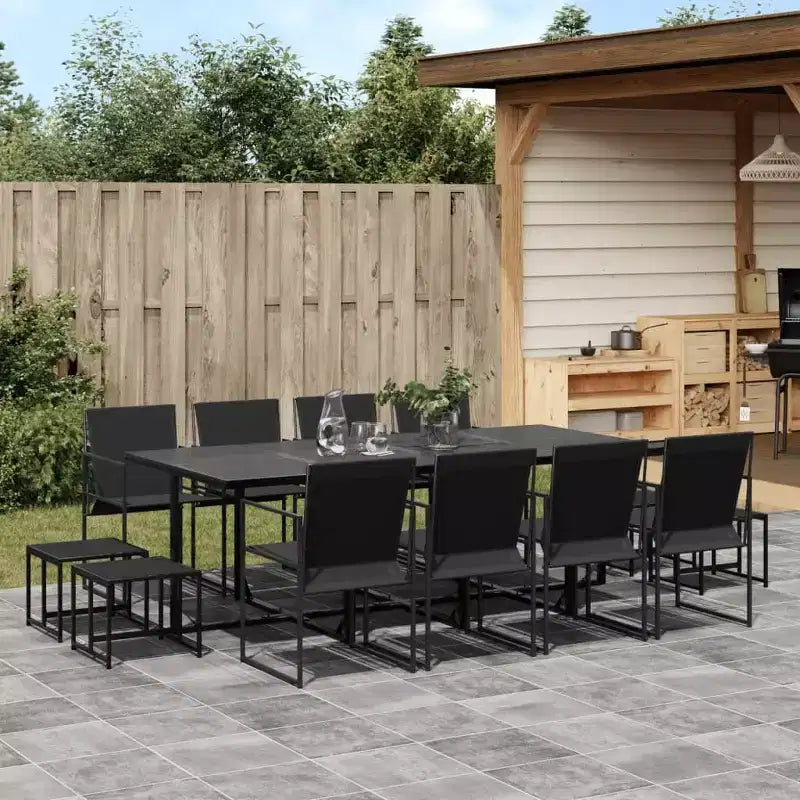 vidaXL Ensemble de salle à manger de jardin Table et chaises Meubles d'extérieur Tissu textilène Noir