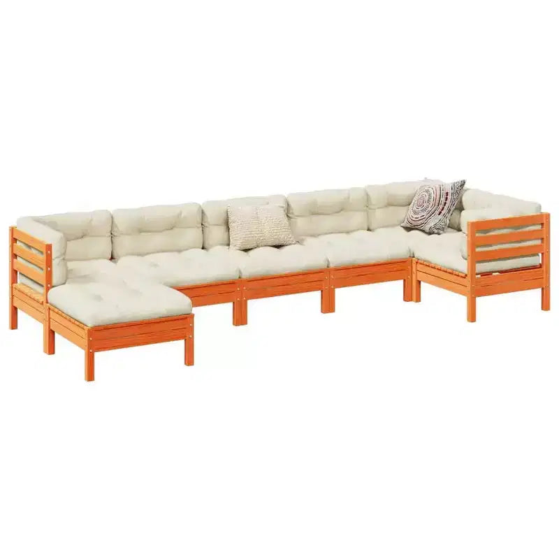 vidaXL Ensemble de canapés de jardin Marron cire Bois de pin massif Grand modulaire