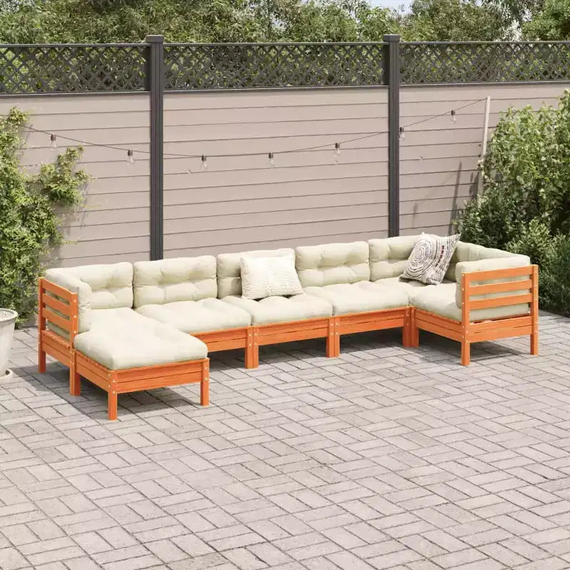 vidaXL Ensemble de canapés de jardin Marron cire Bois de pin massif Grand modulaire
