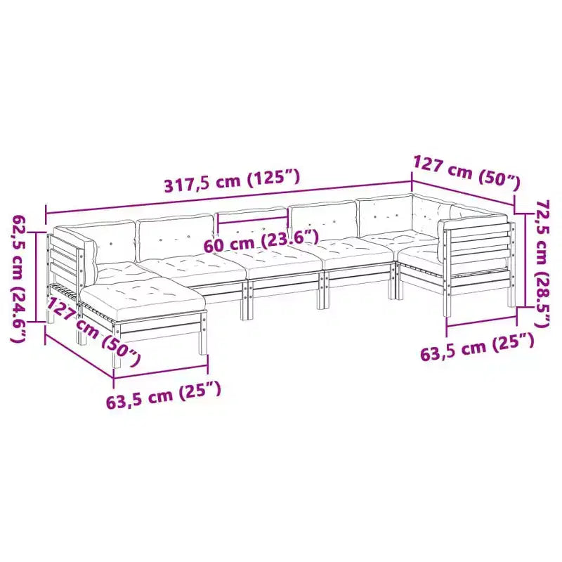 vidaXL Ensemble de canapés de jardin Marron cire Bois de pin massif Grand modulaire