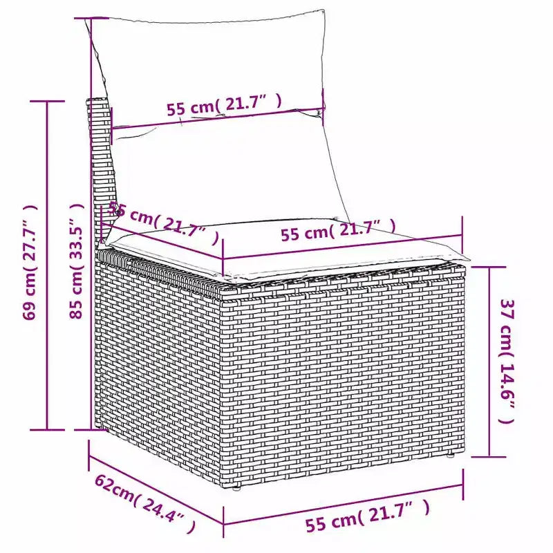 vidaXL Salon de jardin 7 pcs avec coussins résine tressée noire Acacia