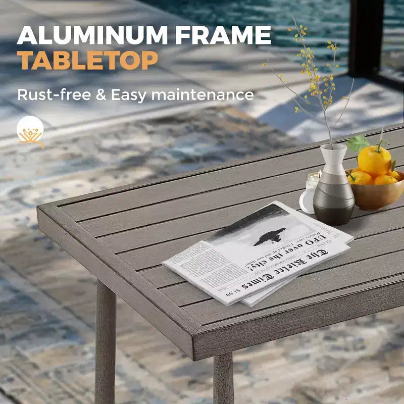HAPPATIO Ensemble de conversation de jardin 6 pièces en aluminium avec 1 causeuse, table basse, 2 fauteuils pivotants et repose-pieds