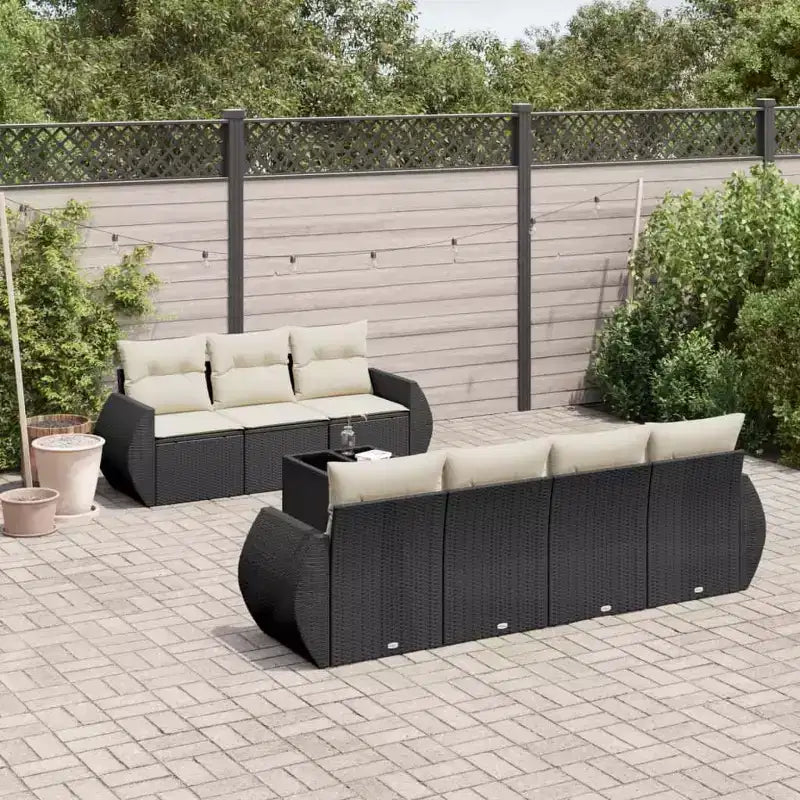vidaXL Salon de jardin noir en résine tressée Grand salon de jardin modulable
